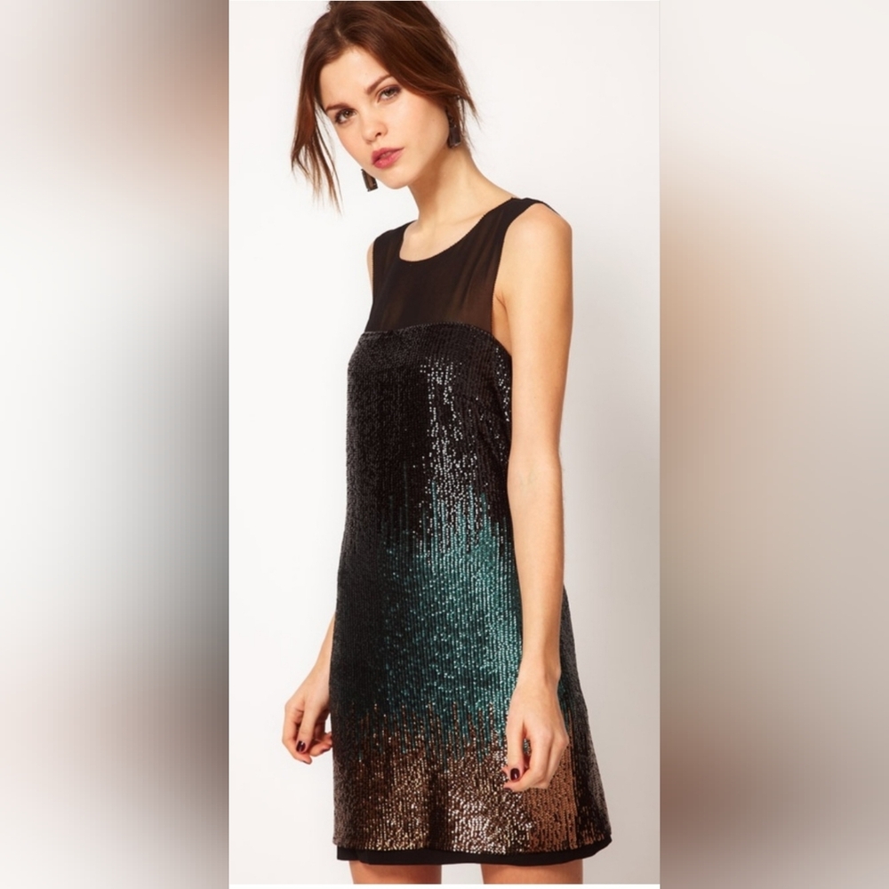 NWT Spotlight By Warehouse Ombre Sequin Shift Dress Size 10
